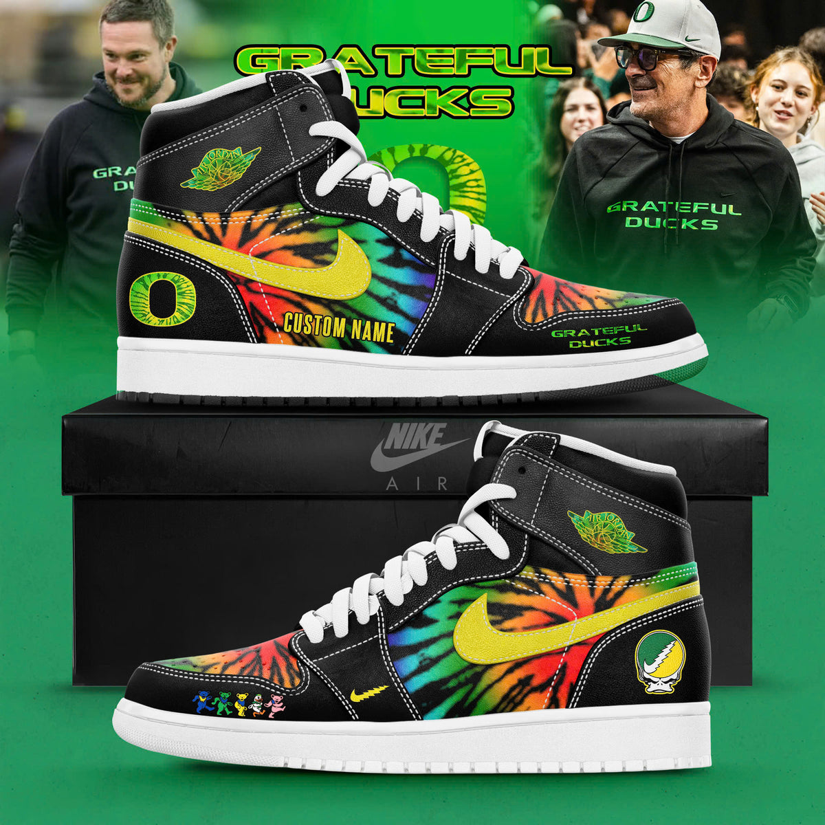 ..Oregon Ducks x Grateful Dead Limited Editions AJ1 Sneakers