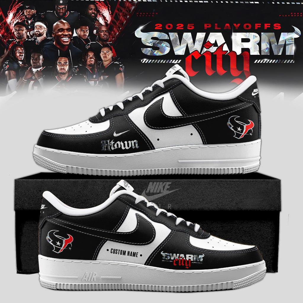 .Houston Texans 2025 NFL Playoffs S.W.A.R.M. City Special Edition AF1 Sneakers